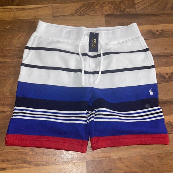New Polo Ralph Lauren Striped Fleece Shorts